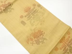 本場筑前博多菱に抽象花葉模様織出し名古屋帯